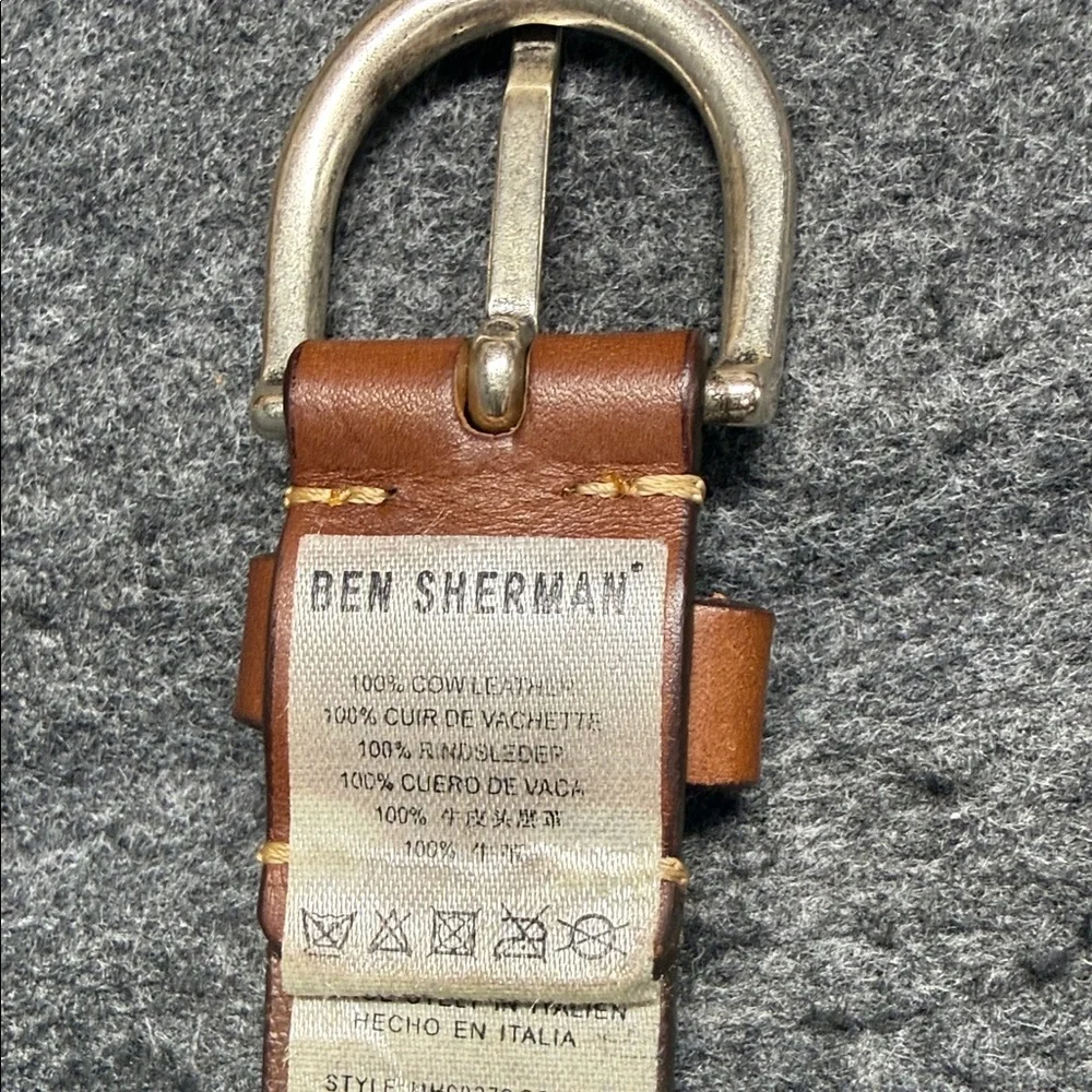 Plectrum by Ben Sherman Men's Premium Tan Leather Belt with Silver Buckle
